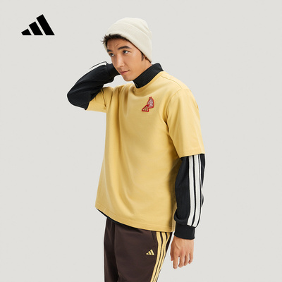 adidas阿迪达斯马年主题新年款棉质半袖2026春男女短袖T恤 KQ5099