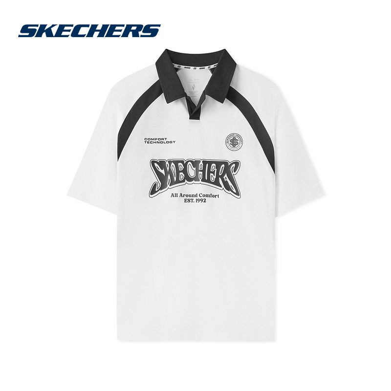 Skechers斯凯奇男女同款时尚休闲针织POLO衫舒适短袖T恤L225U040,运动服/休闲服装,运动POLO衫,淘宝优惠券,粉丝福利购,淘宝优惠卷
