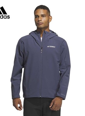 阿迪达斯外套男TERREX春新款户外跑步训练休闲连帽运动夹克IP0737