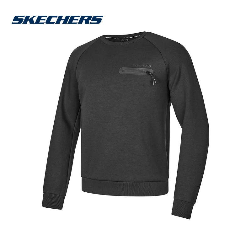 Skechers斯凯奇秋冬男士简约百搭针织套头圆领卫衣 P424M038/0018