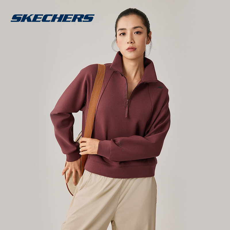 斯凯奇春季新品女短款套头卫衣运动服隔风保暖POLO外套 P425W072,运动服/休闲服装,运动卫衣/套头衫,淘宝优惠券,粉丝福利购,淘宝优惠卷