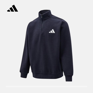 adidas阿迪达斯刺绣logo加绒半拉链套头衫2026春男新款卫衣KV5943