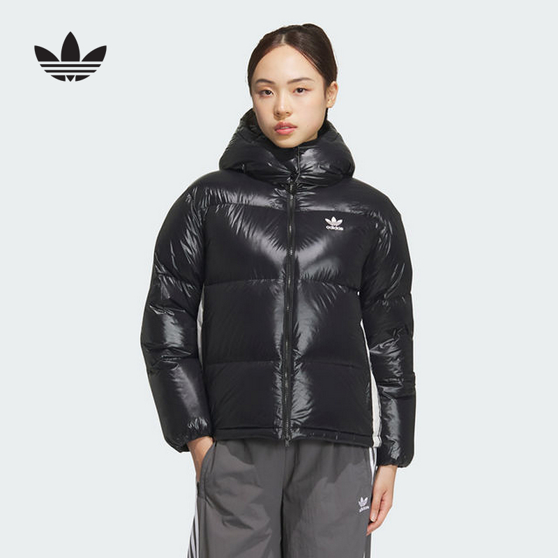 阿迪达斯2025冬季新款女子羽绒服运动休闲外套可拆卸帽子 JD3