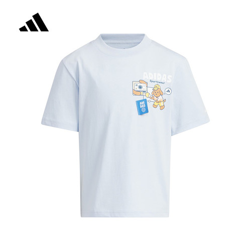 adidas阿迪达斯半袖2026夏季男小童运动休闲舒适短袖上衣 KS8218