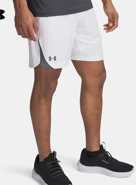 UA安德玛25新品男运动休闲舒适透气百搭白色梭织短裤 1362289-100