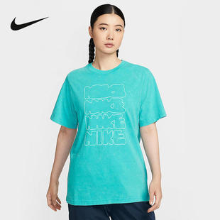 图案印花宽松透气运动蓝色T恤II0453 新款 345 女夏季 NIKE耐克短袖