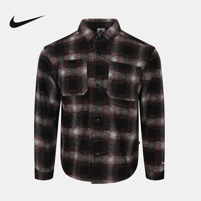 耐克儿童格子衫NIKE SB法兰绒长袖复古纽扣衬衫夹克HV0281-010