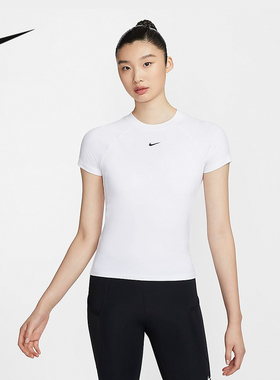 Nike耐克短袖T恤女夏季短款瑜伽训练修身速干运动上衣 FV7843-100