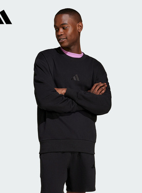 阿迪达斯2025秋新款男士圆领卫衣套头衫运动休闲上衣宽松 IX1261