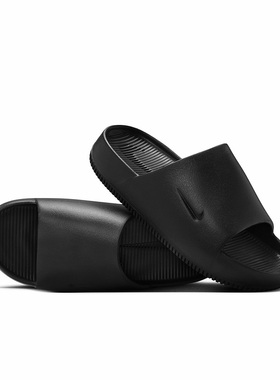 耐克夏新款女一字托黑色舒适厚底增高沙滩鞋防滑凉拖鞋DX4816-001