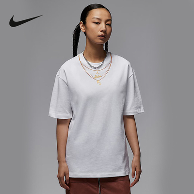JORDAN耐克短袖女夏新款项链图案宽松棉质圆领运动T恤IH0834-100