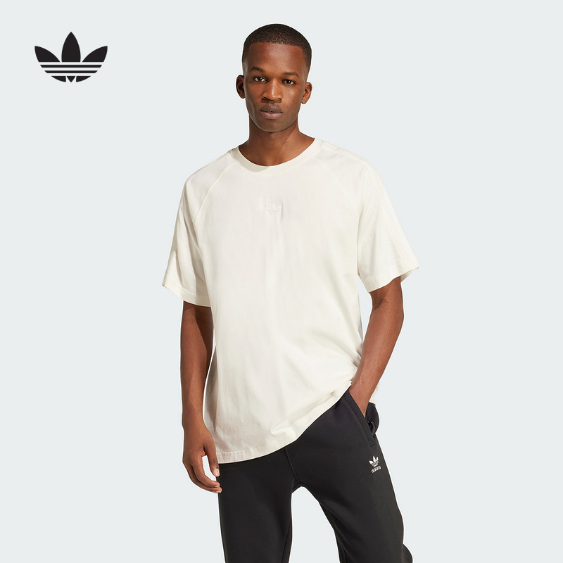 adidas阿迪达斯纯色宽松透气上衣半袖25夏男三叶草短袖T恤JD3278