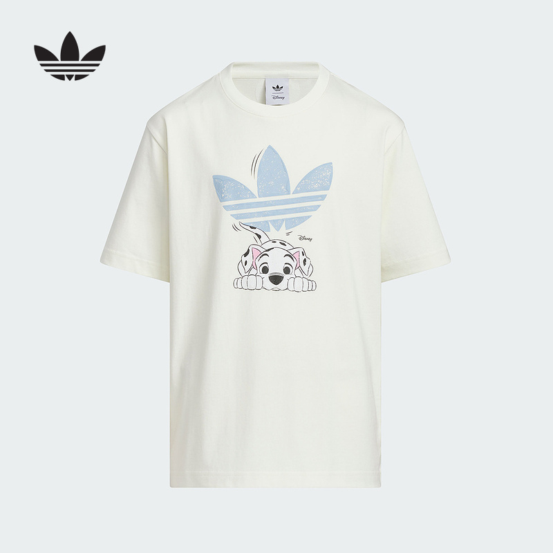 阿迪达斯童装25年夏三叶草迪士尼101斑点狗联名款短袖T恤 KG6627