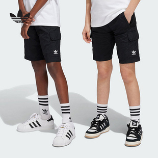 IW3501 2025夏三叶草运动短裤 adidas阿迪达斯男女大儿童工装 五分裤