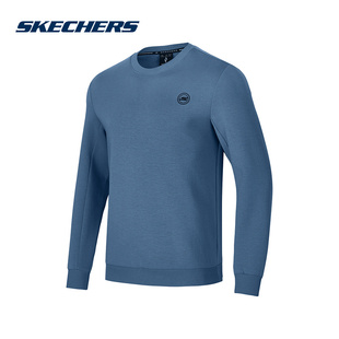 斯凯奇男士卫衣秋新款舒适柔软百搭针织休闲套头衫 P424M039-02X6