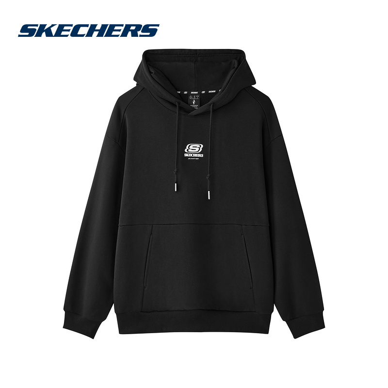 Skechers斯凯奇春季新款中性宽松针织连帽套头卫衣 L125U044-0018