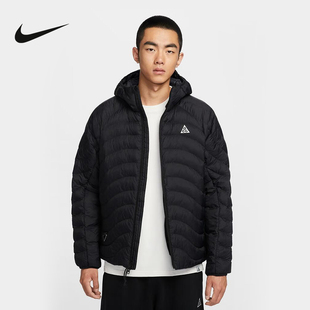 耐克ACG棉服男冬季户外宽松面包服黑色连帽夹克外套HJ3736-010