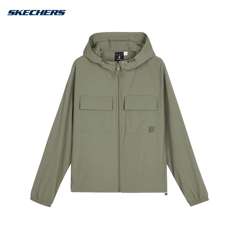 SKECHERS斯凯奇夏季女子简约速干防风连帽梭织外套L224W027/01DR
