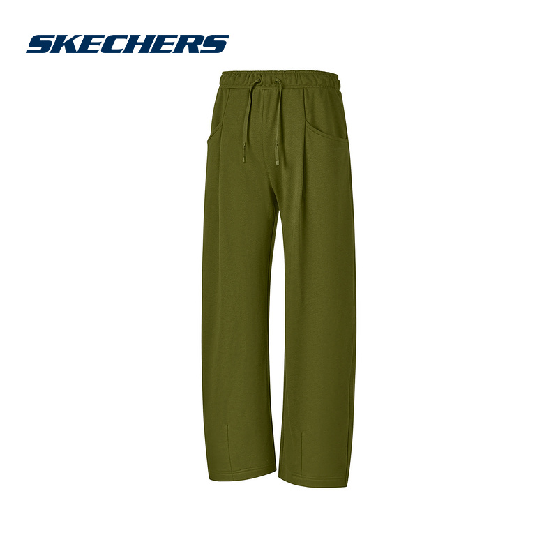 斯凯奇女裤25秋新款宽松舒适运动休闲针织长裤 P325W052/00KK