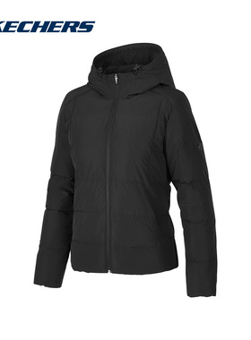 Skechers斯凯奇女士休闲连帽保暖梭织羽绒服外套 P424W130/0018