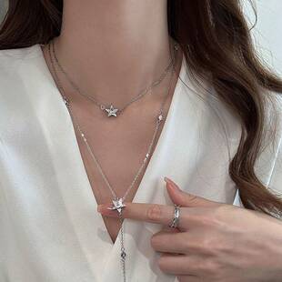 小香风彗星项链长款星星流苏叠戴毛衣链高级感名媛深V装饰胸链潮