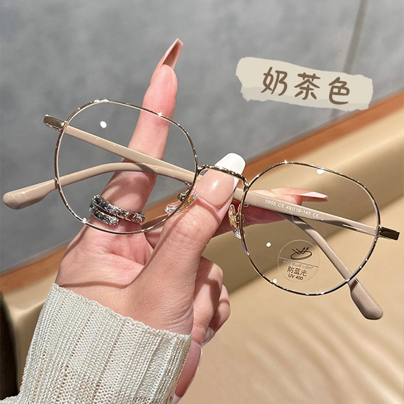 初明文艺金丝小圆框眼镜近视女