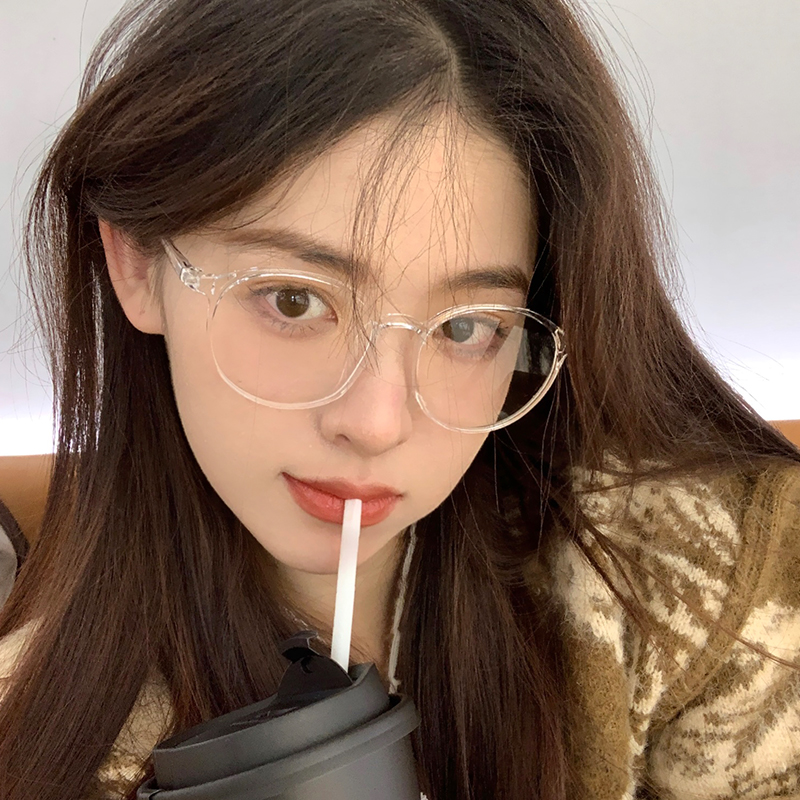 超轻透明ins风眼镜近视女可配有度数素颜大框显脸小圆形眼睛框架