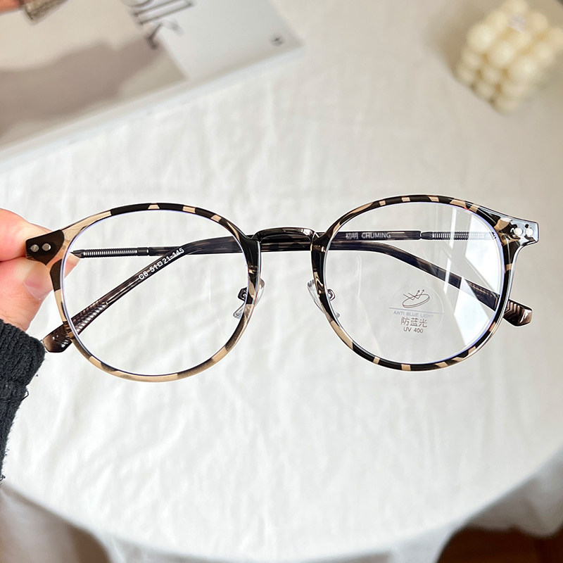 初明复古玳瑁圆框眼镜近视女