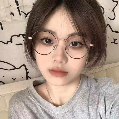 金丝细框眼镜女韩版潮方圆脸专用