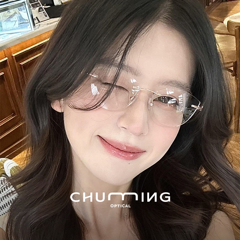 初明优雅蝶形无框眼镜女款近视