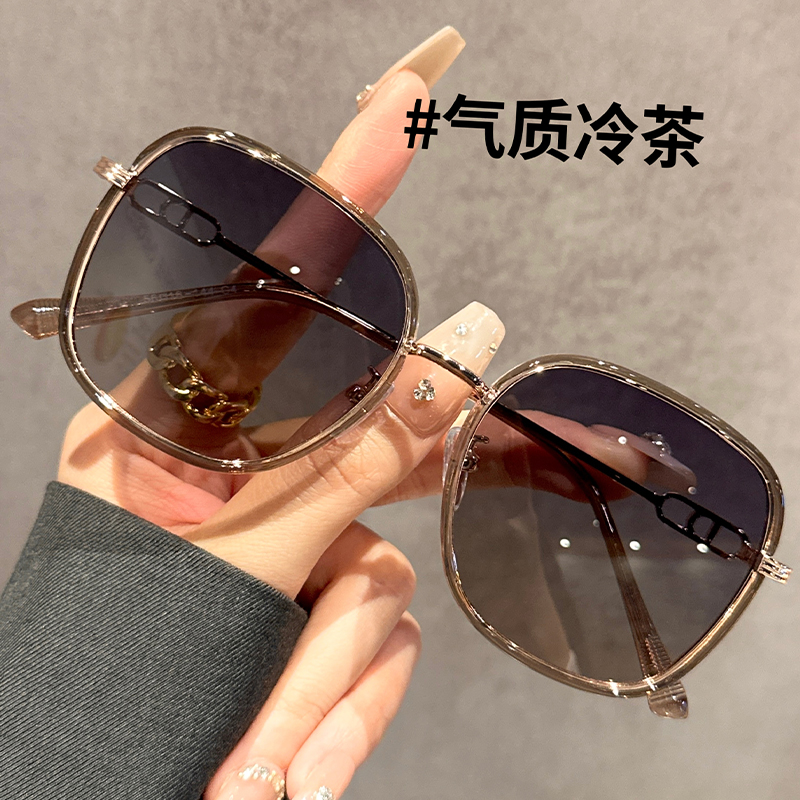 冷茶色大框偏光墨镜女款高级感防紫外线遮阳大脸显瘦近视太阳眼镜