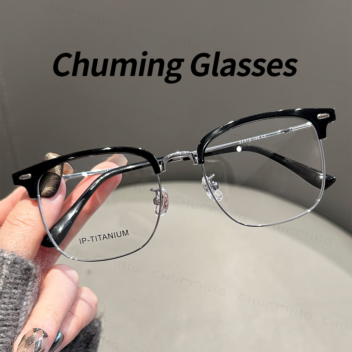 斯文败类半框眼镜男士近视可配度数大框显瘦商务时尚防蓝光眼睛架