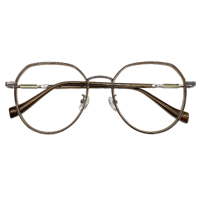 初明茶色多边形大框素颜专业配镜