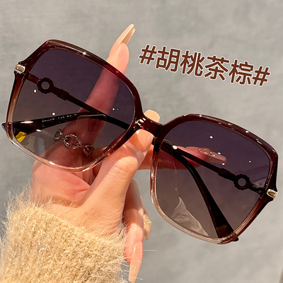 初明渐变棕色大框偏光墨镜近视女