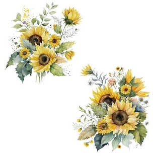 手绘向日葵新款图案卫衣裙子上的花朵图案贴热转印烫画贴胶印贴