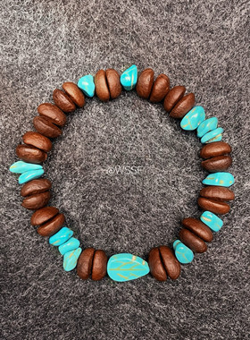 原创设计咖啡豆绿松石手串文玩时尚小众饰品简约礼物高颜值手链