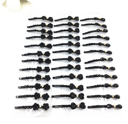 刘海一字黑色韩国简约镶钻发夹