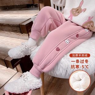 法国slp kiss女童棉裤秋冬2026新款宝宝加绒加厚儿童冬装外穿裤子