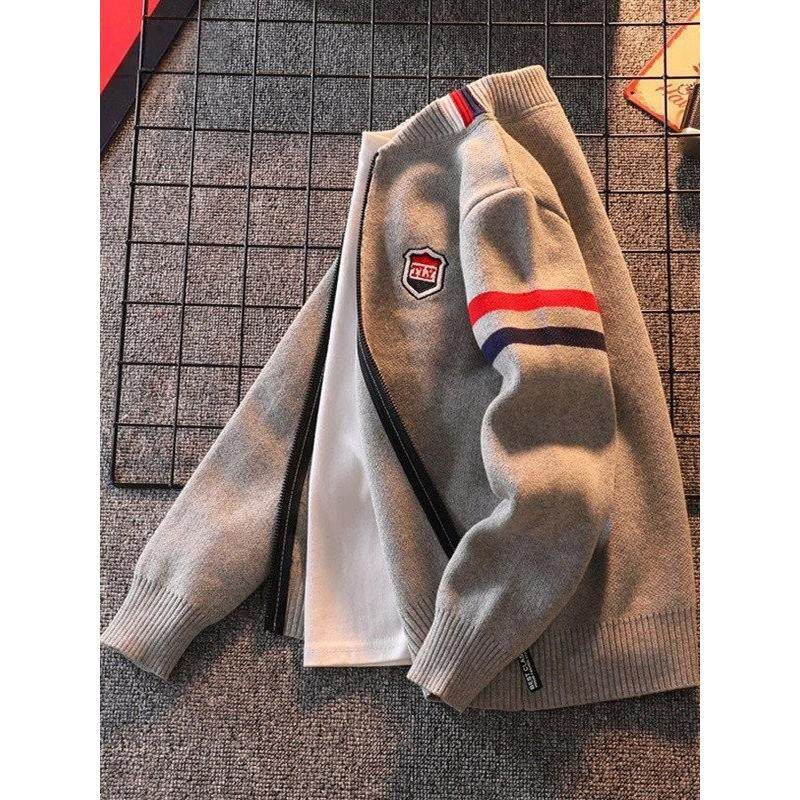 Next inss男童纯棉运动毛衣外套2025秋冬款儿童针织开衫加绒加厚