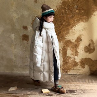法国BADNUT女童羽绒服冬季2025新款儿童设计感中大童中长版暖外套
