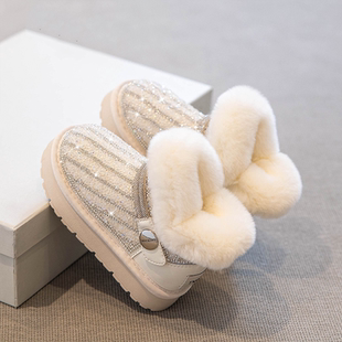 法国Uamtor真皮儿童雪靴女童棉鞋2025冬季新款小女孩棉靴子加绒