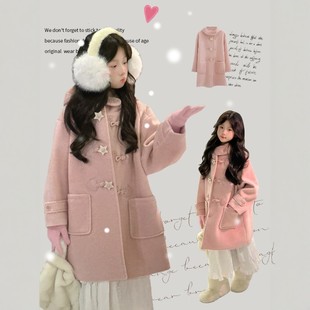 法国BADNUT女童呢大衣秋冬2025新款儿童巨好看中大童连帽毛呢外套