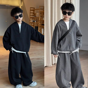 法国Uamtor童装男童秋装套装2026新款洋派儿童卫衣运动秋季两件套