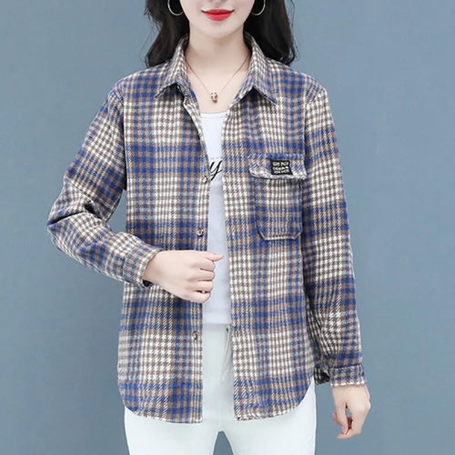 宽松长袖毛呢有口袋衬衫运费险