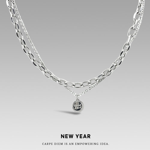 钛钢男轻奢高街设计双层百搭项链