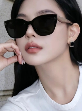 2025新款无边框设计超轻猫眼墨镜女高级感时尚大框显瘦太阳眼镜男