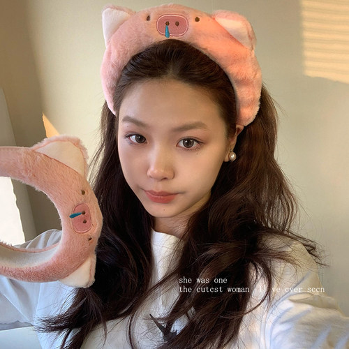 小猪呼呼粉色发箍秋冬新款