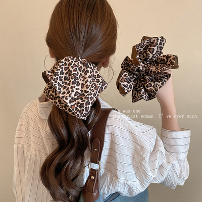 气质咖色豹纹双层大肠发圈