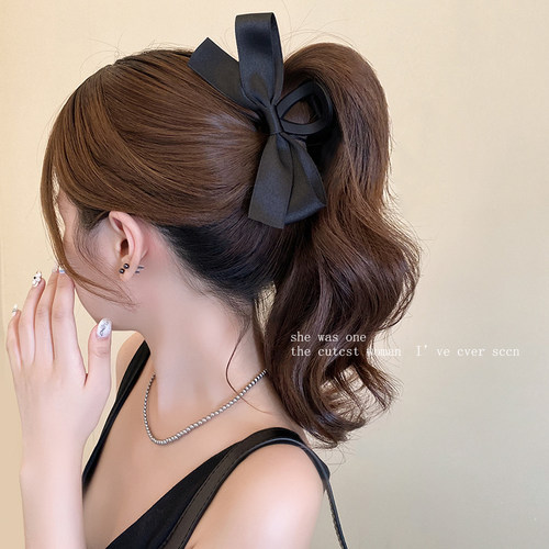 大号黑色蝴蝶结抓夹新款