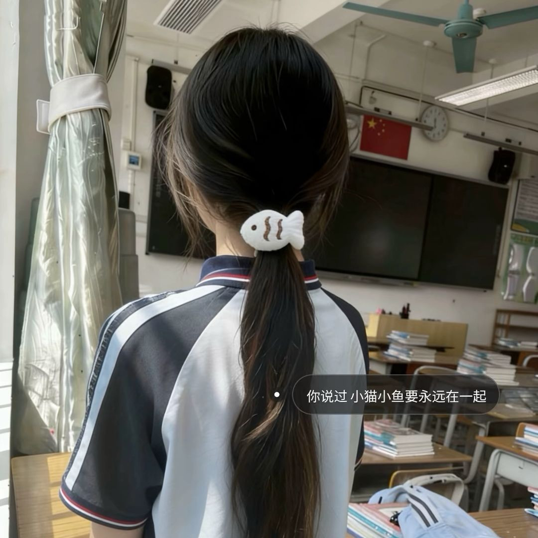 可爱毛绒小鱼公仔发绳卡通超萌日韩头饰网红少女心头绳双马尾发饰